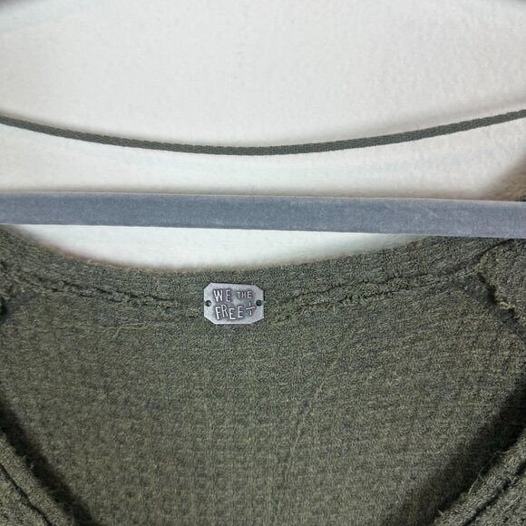 We the Free Green Ribbed Tunic Blouse L Soft Stretch Minimalist Oversized - Picture 6 of 10